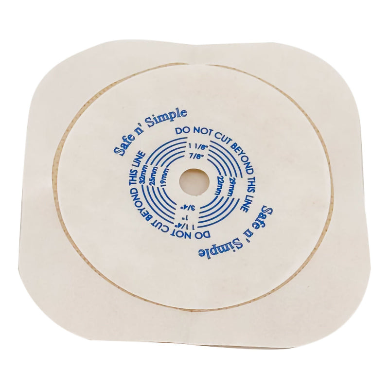 Ostomy Barrier Safe n Simple Trim to Fit, Standard Wear Flexible Tape 45 mm Flange Up to 1-1/4 Inch Opening 4-1/2 X 4-1/2 Inch (10/BX)