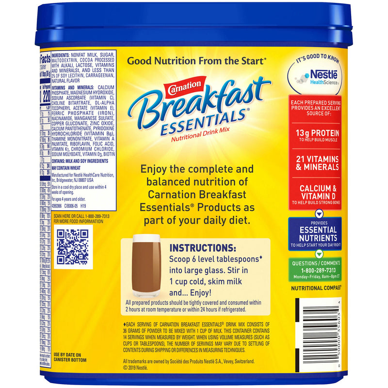 Carnation Breakfast Essentials Rich Milk Chocolate Nutritional Drink, 17.7 oz. (6/CS)