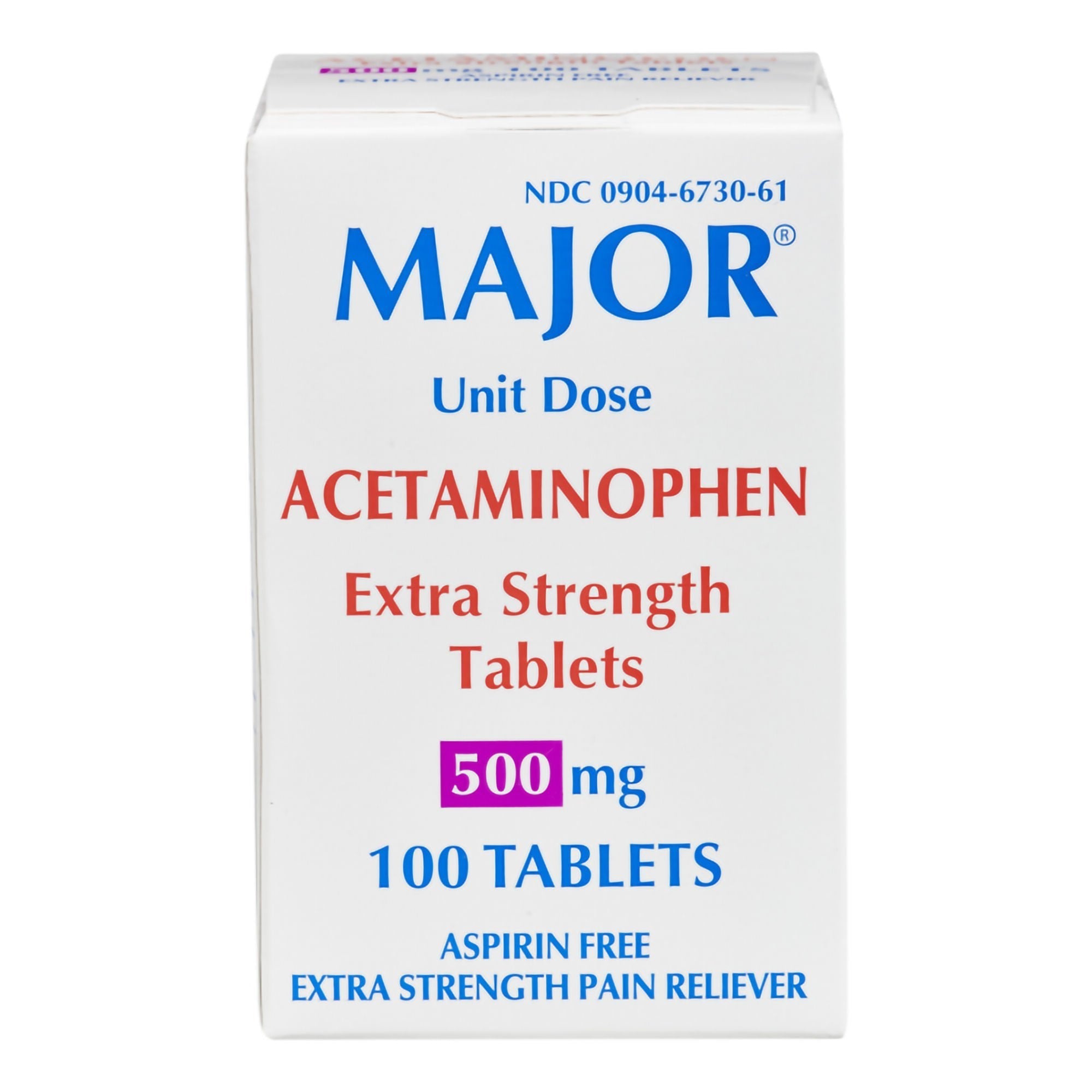 Major Acetaminophen Pain Relief (Box of 100) 