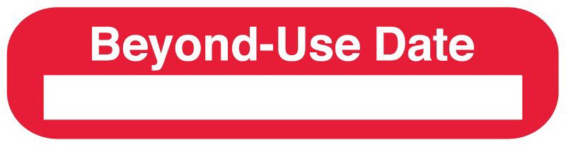 Pre-Printed Label UAL Auxiliary Label Red Paper BEYOND USE DATE White Quality Control Label 3/8 X 1-5/8 Inch 