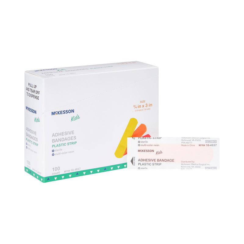 McKesson Kids Neon Adhesive Strip, 3/4 x 3 Inch (Case of 2400)