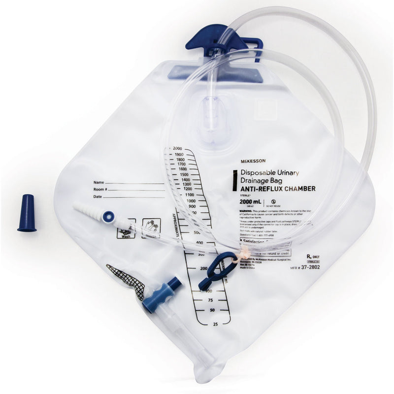 Urinary Drain Bag McKesson Anti-Reflux Valve Sterile 2,000 mL Vinyl (Case of 20)