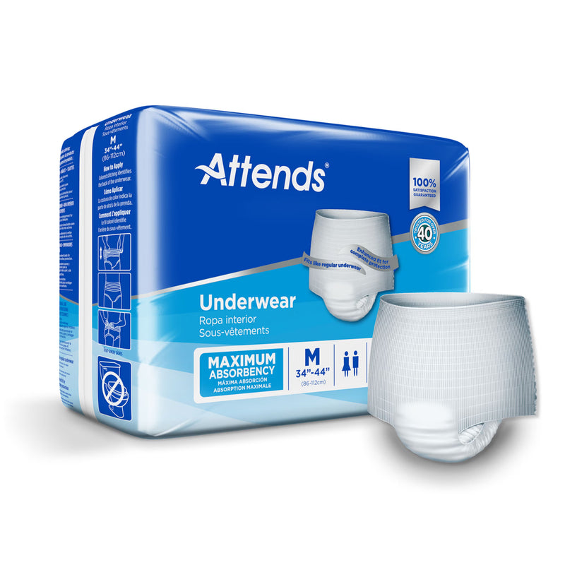 Attends Maximum Absorbent Underwear, Medium (Case of 100)