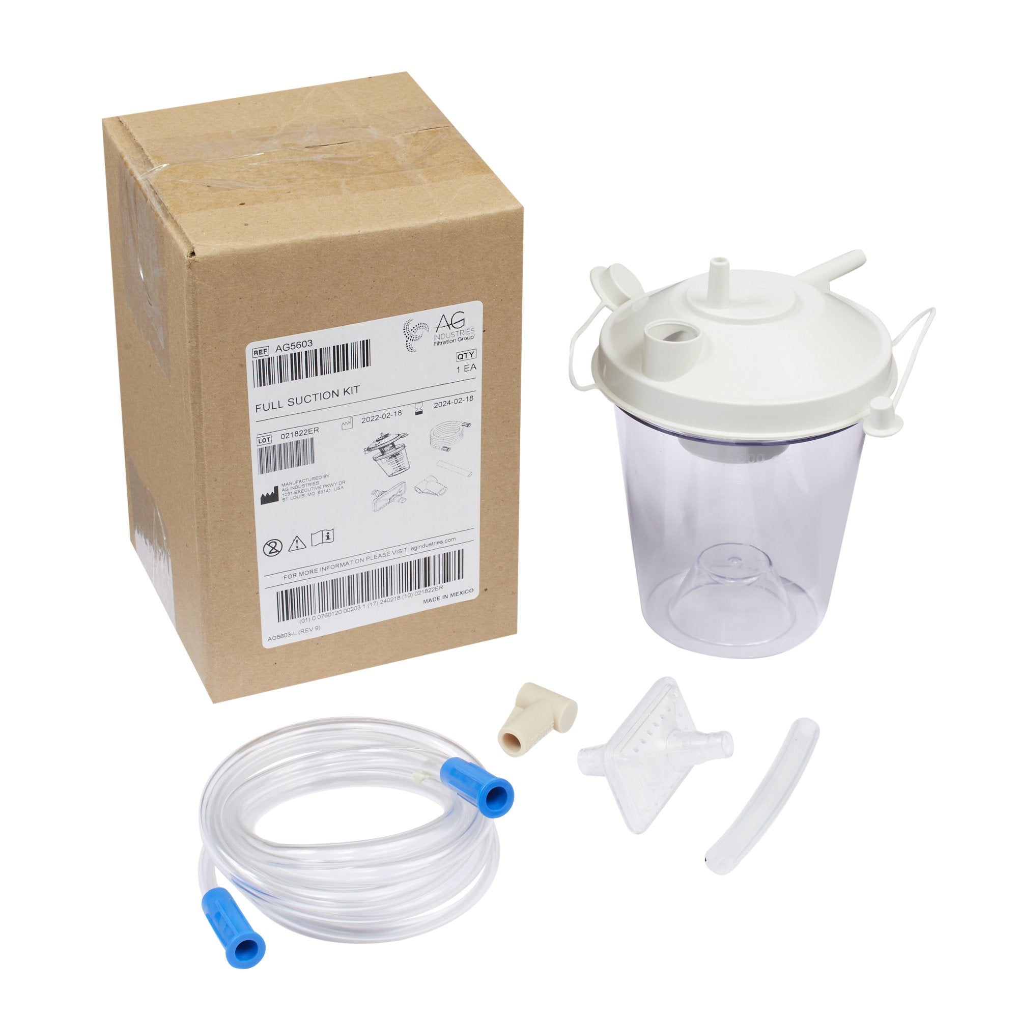 Suction Canister Kit 800 mL Float Valve Shut-Off Lid 
