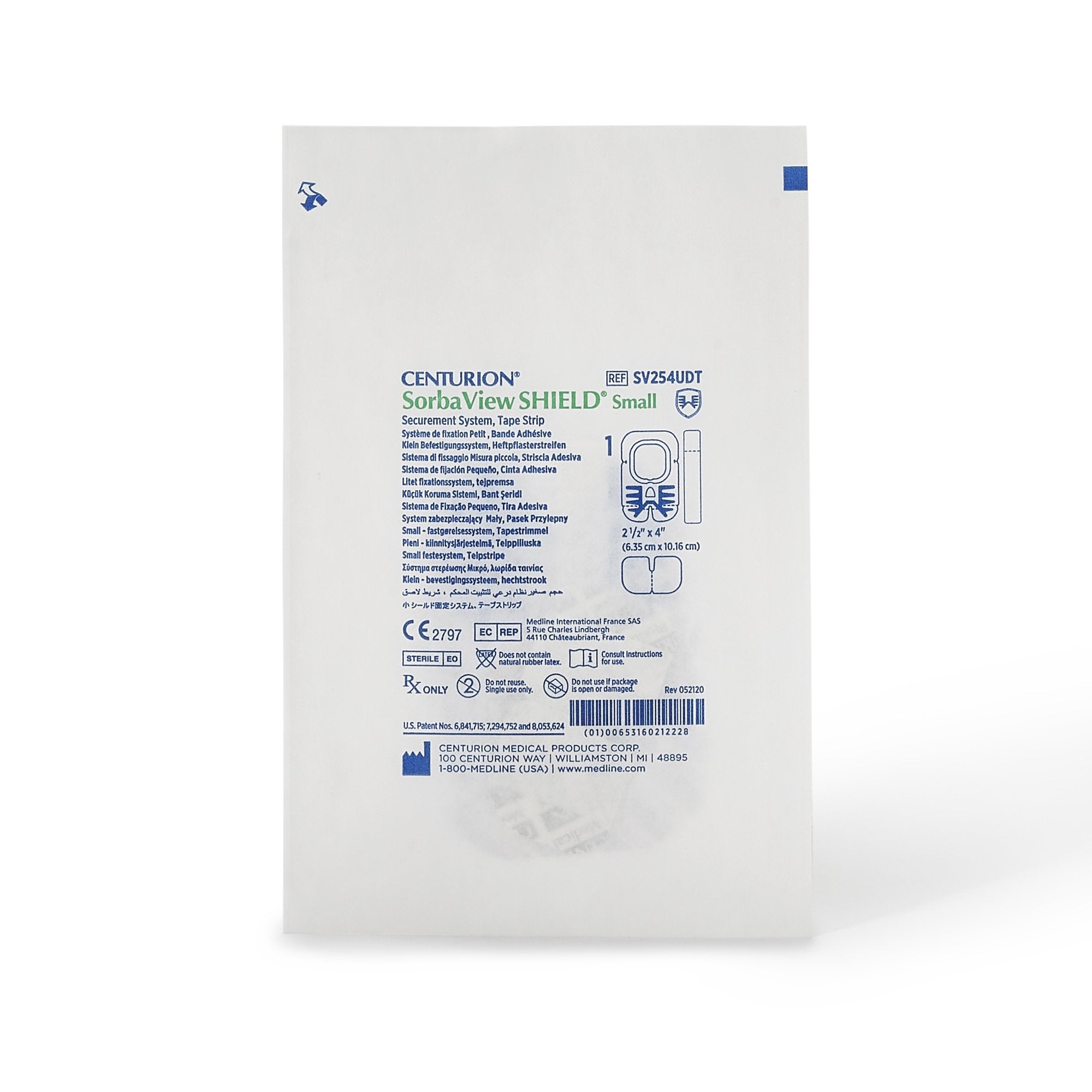 Medline Integrated IV Securement Dressing Sorbaview SHIELD Fabric / Film 2-1/2 X 4 Inch Sterile (SV254UDT / CS) 