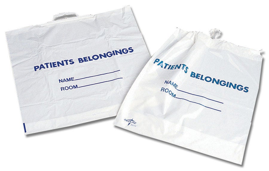 Patient Belongings Bag Medline 18 X 20 Inch Plastic Snap Closure White (Case of 250)
