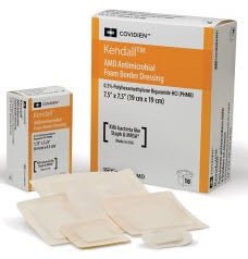 Antibacterial Foam Dressing Kendall AMD 5-1/2 X 5-1/2 Inch With Border Without Film Backing Acrylic Adhesive Square Sterile (Case)