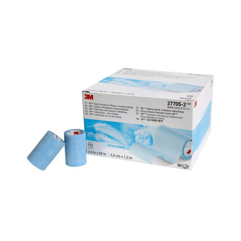 3M Micropore S Silicone Medical Tape, 2 Inch x 1-1/2 Yard, Blue (Case of 5 Boxes)