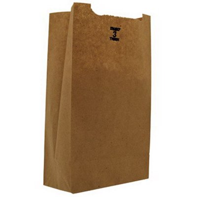 RJ Schinner Co Grocery Bag Duro Brown Kraft Recycled Paper #3 (500/CS) 