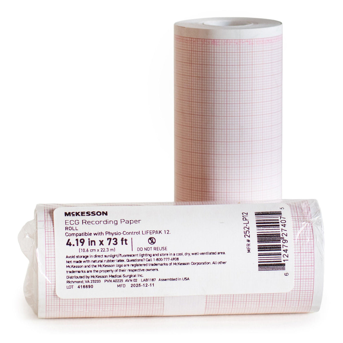 Recording Chart Paper McKesson Roll Red Grid (Case of 18)