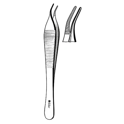 Sklar Adson Dressing Forceps - 4-3/4", Angled, Serrated, Delicate - 47-2148 