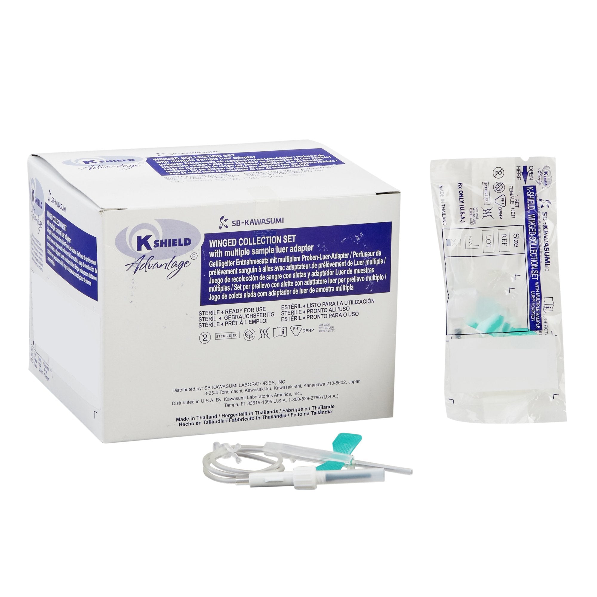 K-Shield Advantage Blood Collection Set 25 Gauge 3/4 Inch Needle Length Safety Needle 12 Inch Tubing Sterile 