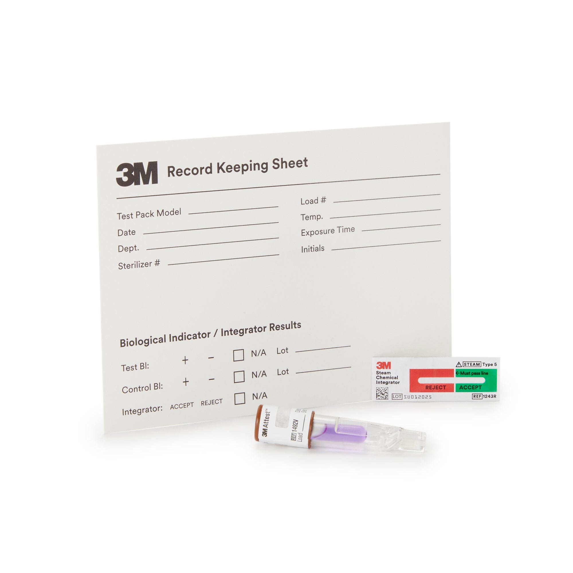 Solventum Corporation 3M Attest Super Rapid 5 Steam-Plus Sterilization BI Challenge Pack (24/CS) 