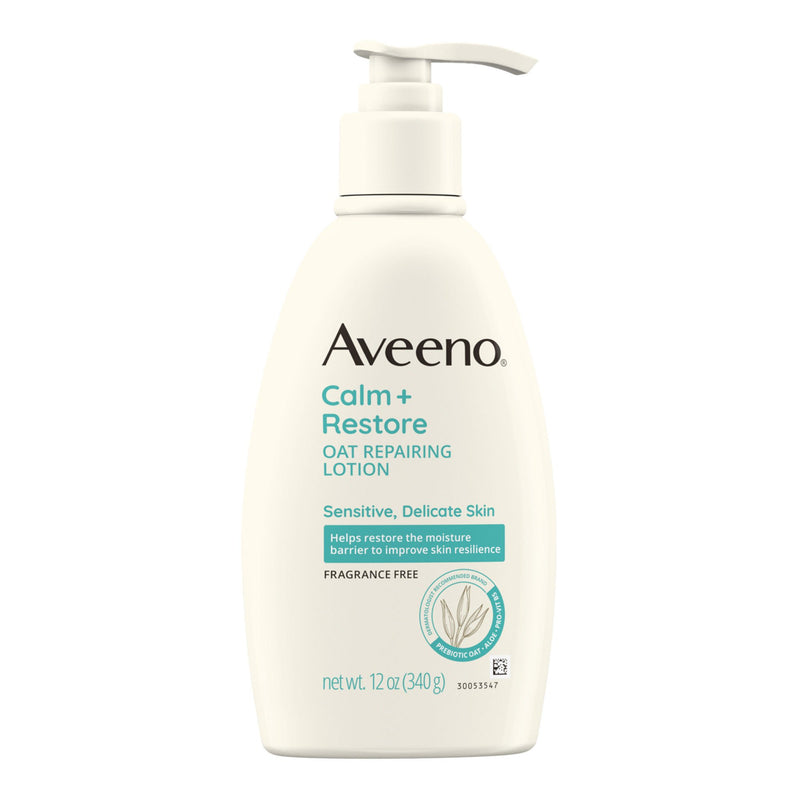 Aveeno Calm + Restore Oat Repairing Lotion Fragrance Free, 12-ounce Pump Bottle (Each)