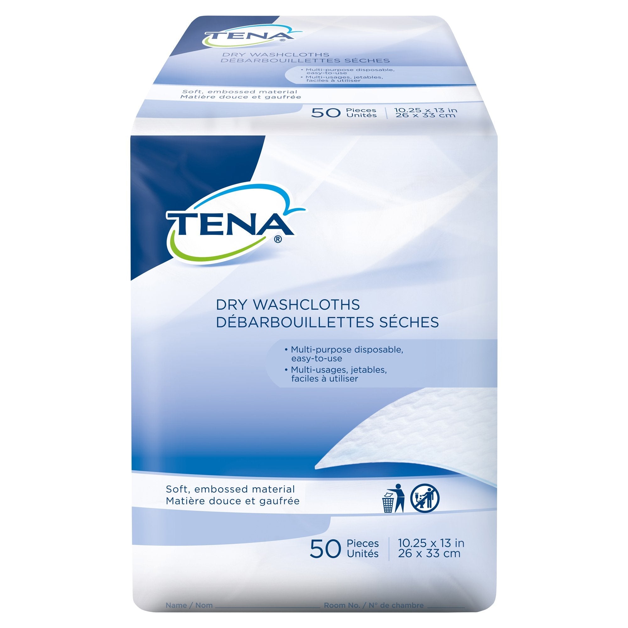 Essity HMS North America Inc Tena Dry Disposable Washcloths, 10.25 x 13 Inch (20/CS) 