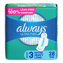 Always Ultra Thin Extra Long Super Pads, Size 3 (Pack of 28)
