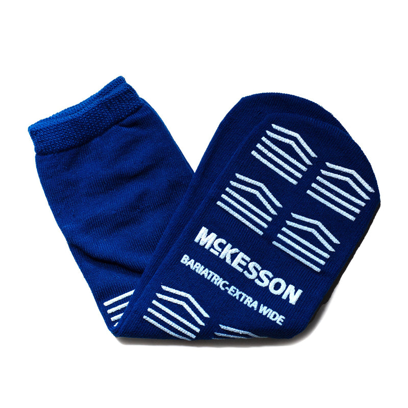 McKesson Slipper Socks, Single Tread, Bariatric, Extra Wide, Kingfisher Blue (Case of 48 Pairs)