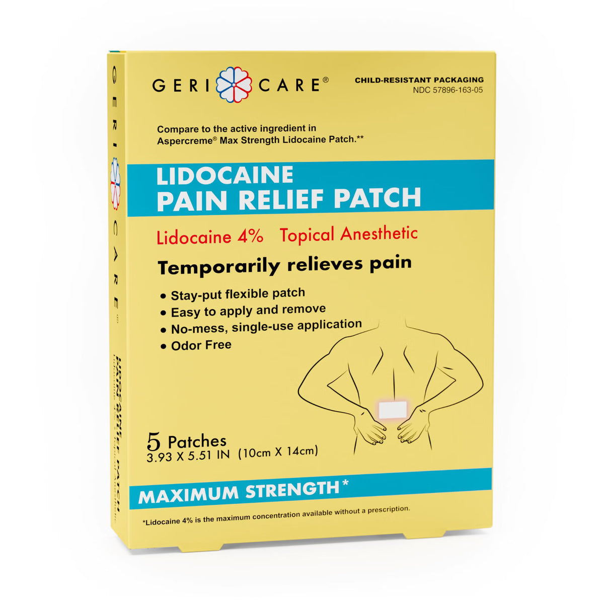 Topical Pain Relief Geri-Care 4% Strength Lidocaine Patch (Case of 120)