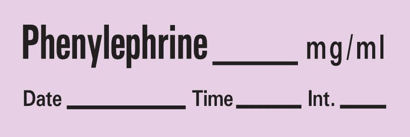 Drug Label Timemed Anesthesia Label Tape Phenylephrine_mg/mL Date_Time_Int._ Violet 1/2 X 1 Inch (Roll)