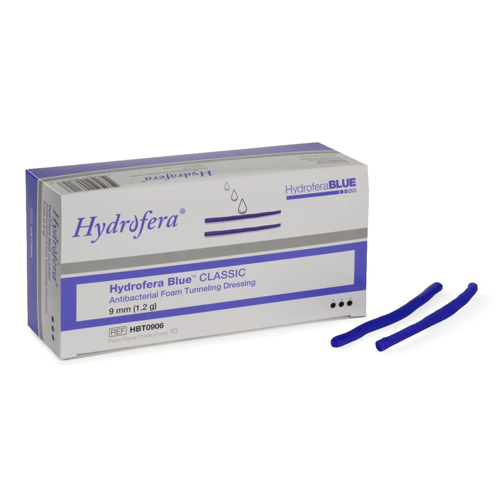 Antibacterial Foam Dressing Hydrofera BLUE Classic Tunneling 9 mm Diameter X 6 Inch Without Border Without Film Backing Nonadhesive Rope Sterile 