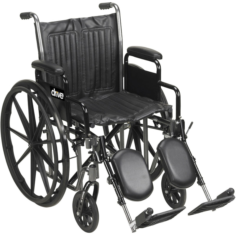 Wheelchair drive Silver Sport 2 Dual Axle Full Length Arm Elevating Legrest Black Upholstery 18 Inch Seat Width Adult 300 lbs. Weight Capacity
