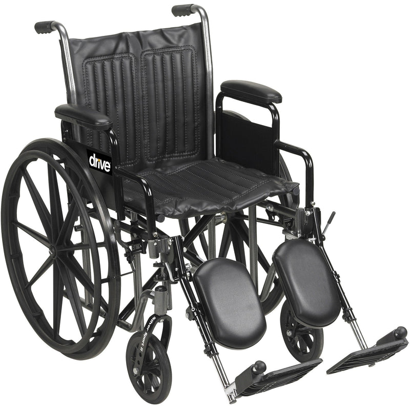 Wheelchair drive Silver Sport 2 Dual Axle Full Length Arm Elevating Legrest Black Upholstery 18 Inch Seat Width Adult 300 lbs. Weight Capacity 