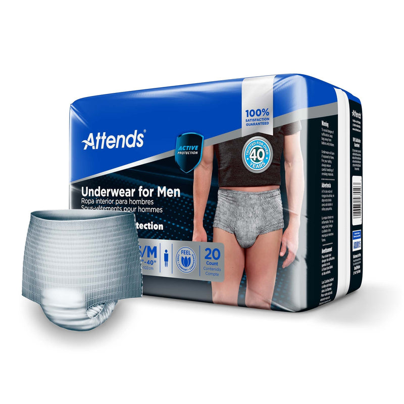 Attends Discreet Men's Underwear, Level 5, Small / Medium (20/BG) 