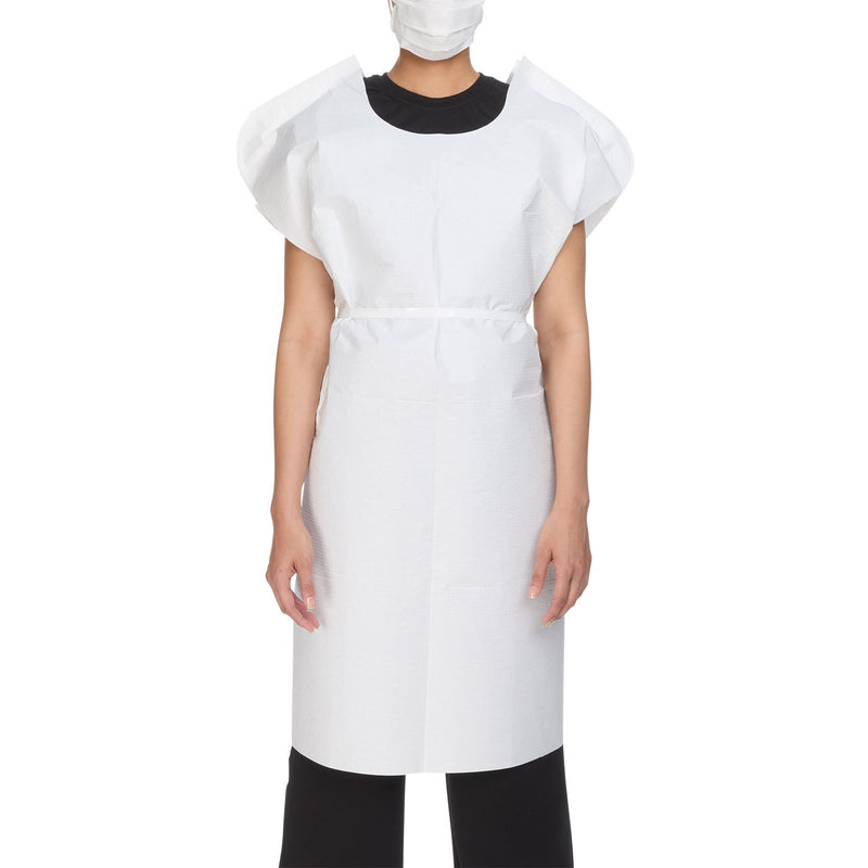 McKesson Patient Exam Gown, One Size Fits Most, White (Case of 50)