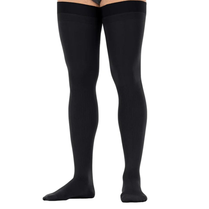 Compression Stocking Jobst forMen Thigh High Large Black Closed Toe (Pair)