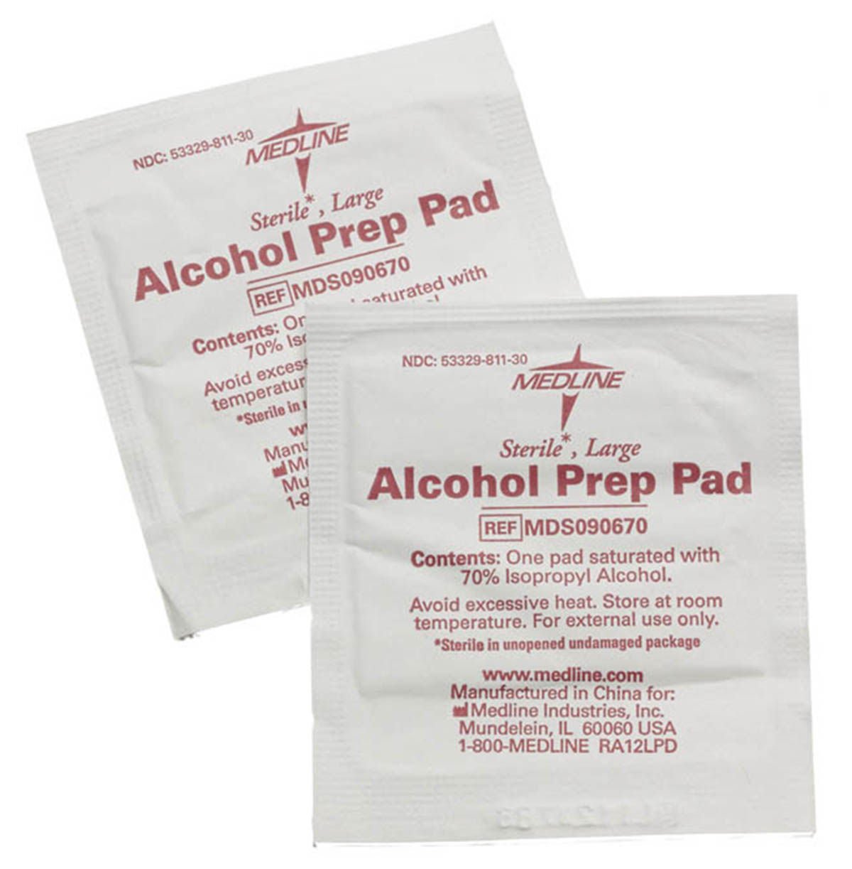Alcohol Prep Pad Medline 70% Strength Isopropyl Alcohol Individual Packet Large Sterile (Case of 1000)
