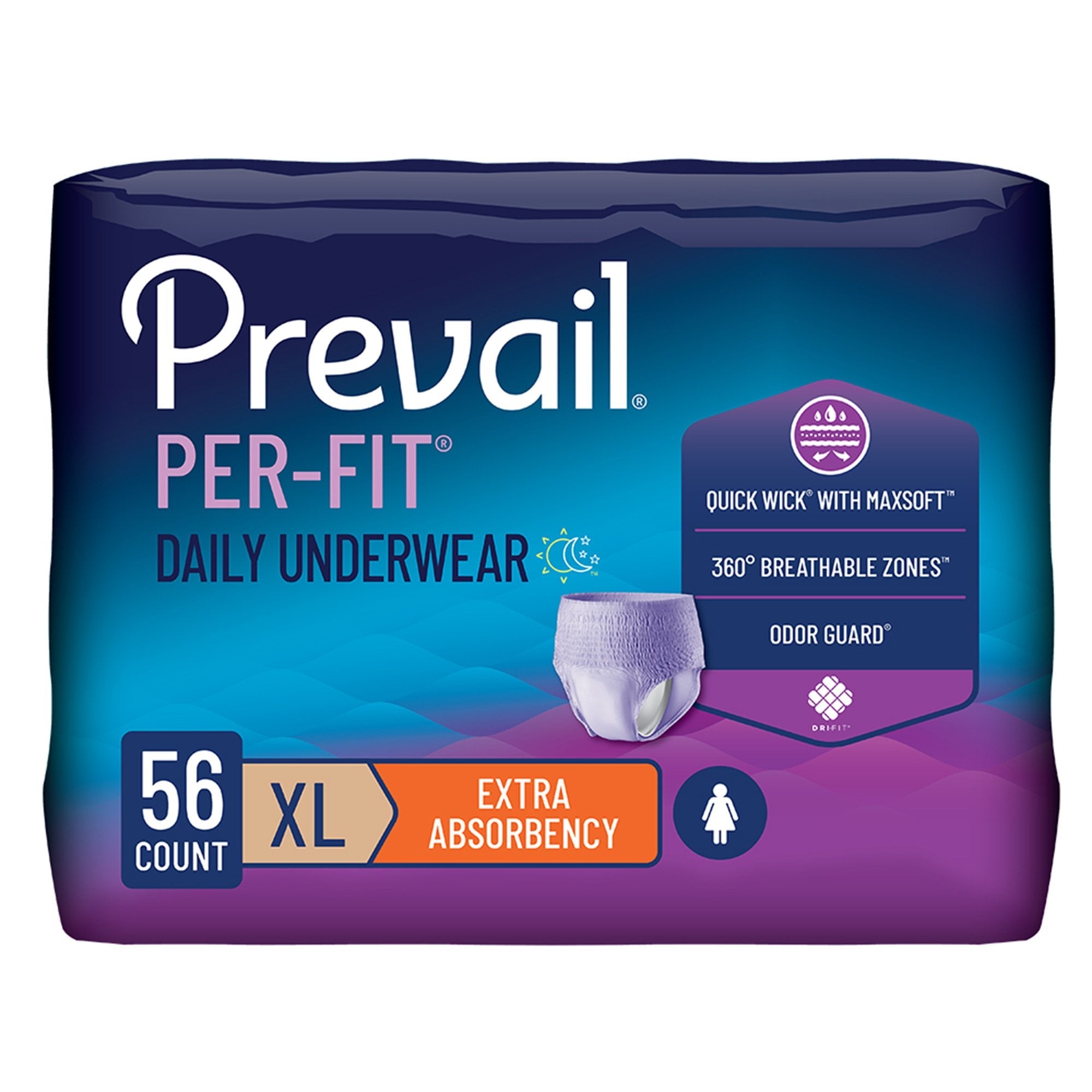 First Quality Products LLC Prevail Per-Fit Women Extra Absorbent Underwear, Extra Large (56/CS) 