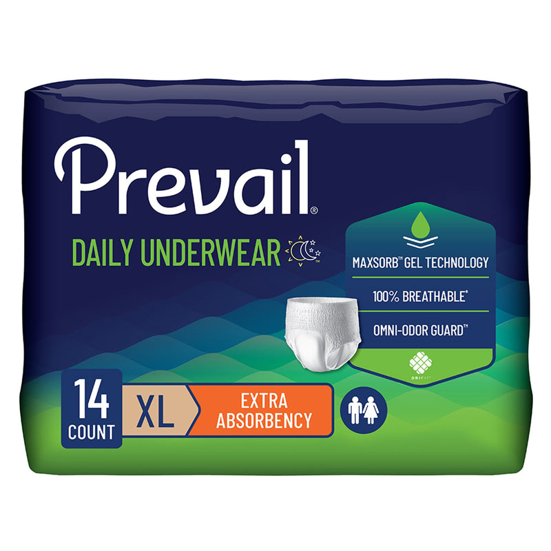 Prevail Daily Underwear Extra Absorbent Underwear, Extra Large (Case of 56)