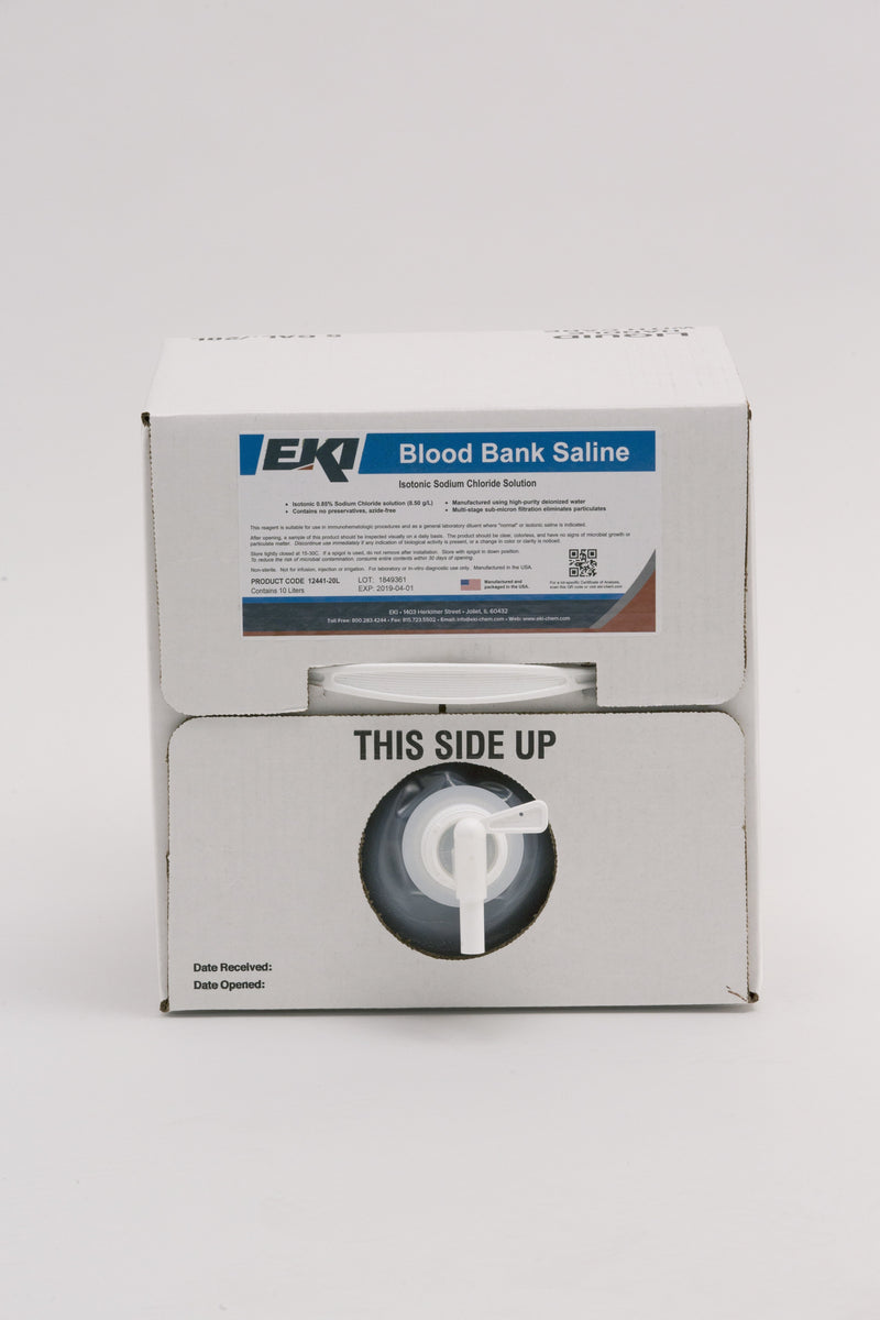 EK Industries Inc Immunohematology Reagent Saline Blood Bank 0.85% 20 Liter 
