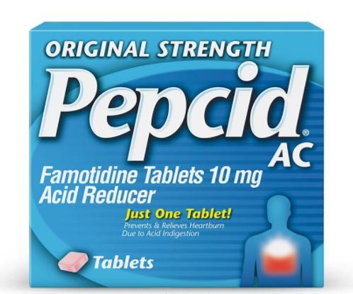 Pepcid AC Famotidine 10 mg Acid Reducer Tablets Original Strength (Box of 30)