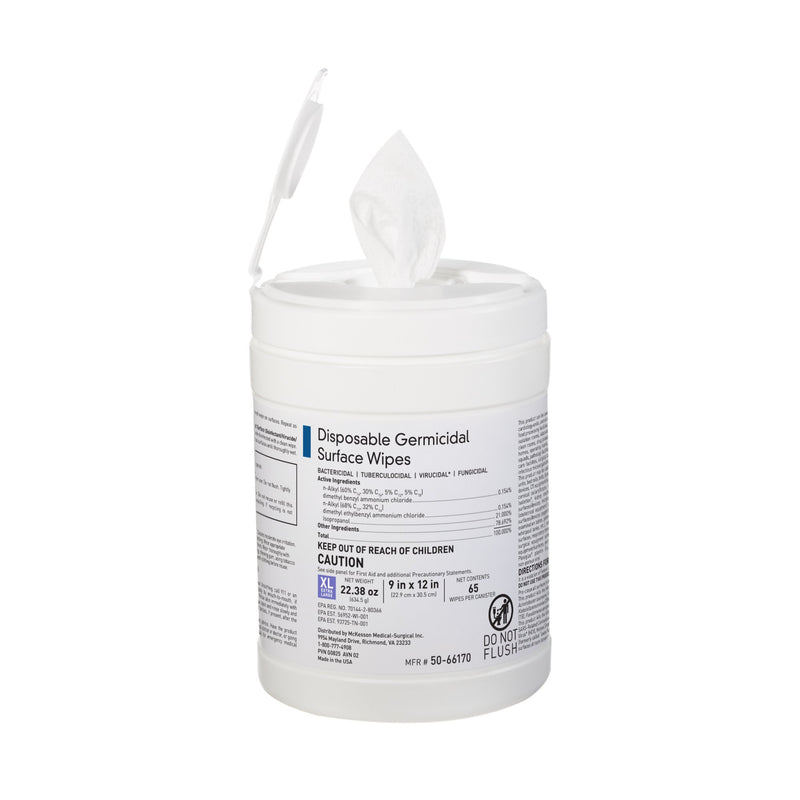 McKesson Germicidal Extra Large Surface Disinfectant Wipes, Canister (Case of 780)