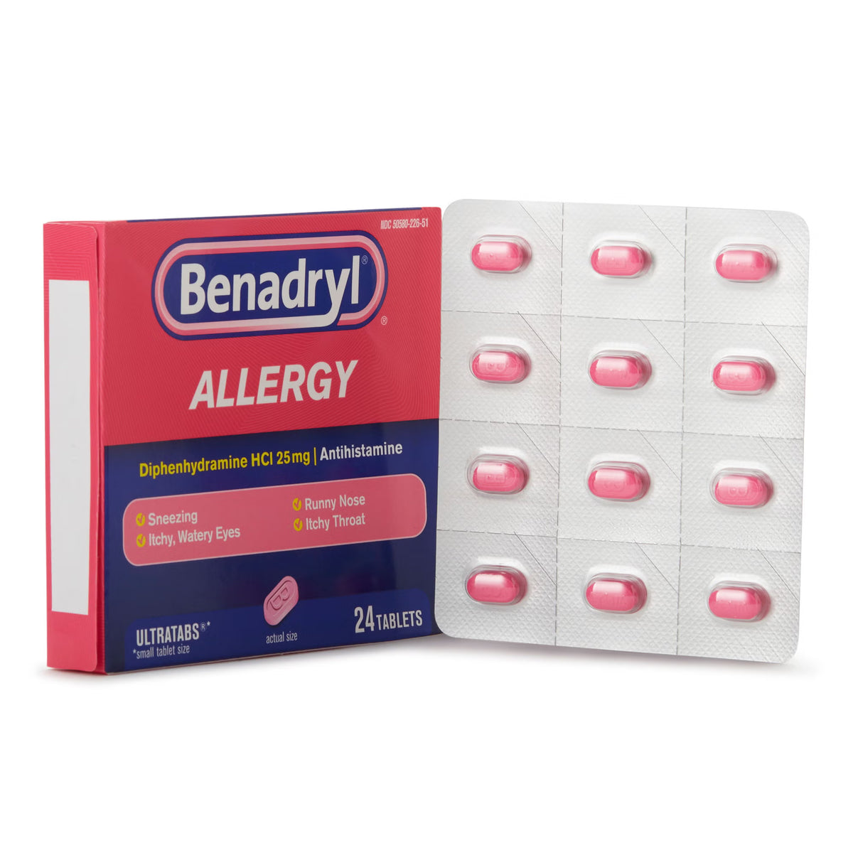 Benadryl Diphenhydramine Allergy Relief (Carton of 24)