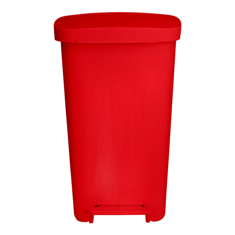 McKesson Waste Can with Step-On Pedal, Plastic, Red, 15.16 x 14.76 x 26.57 Inch (Case)