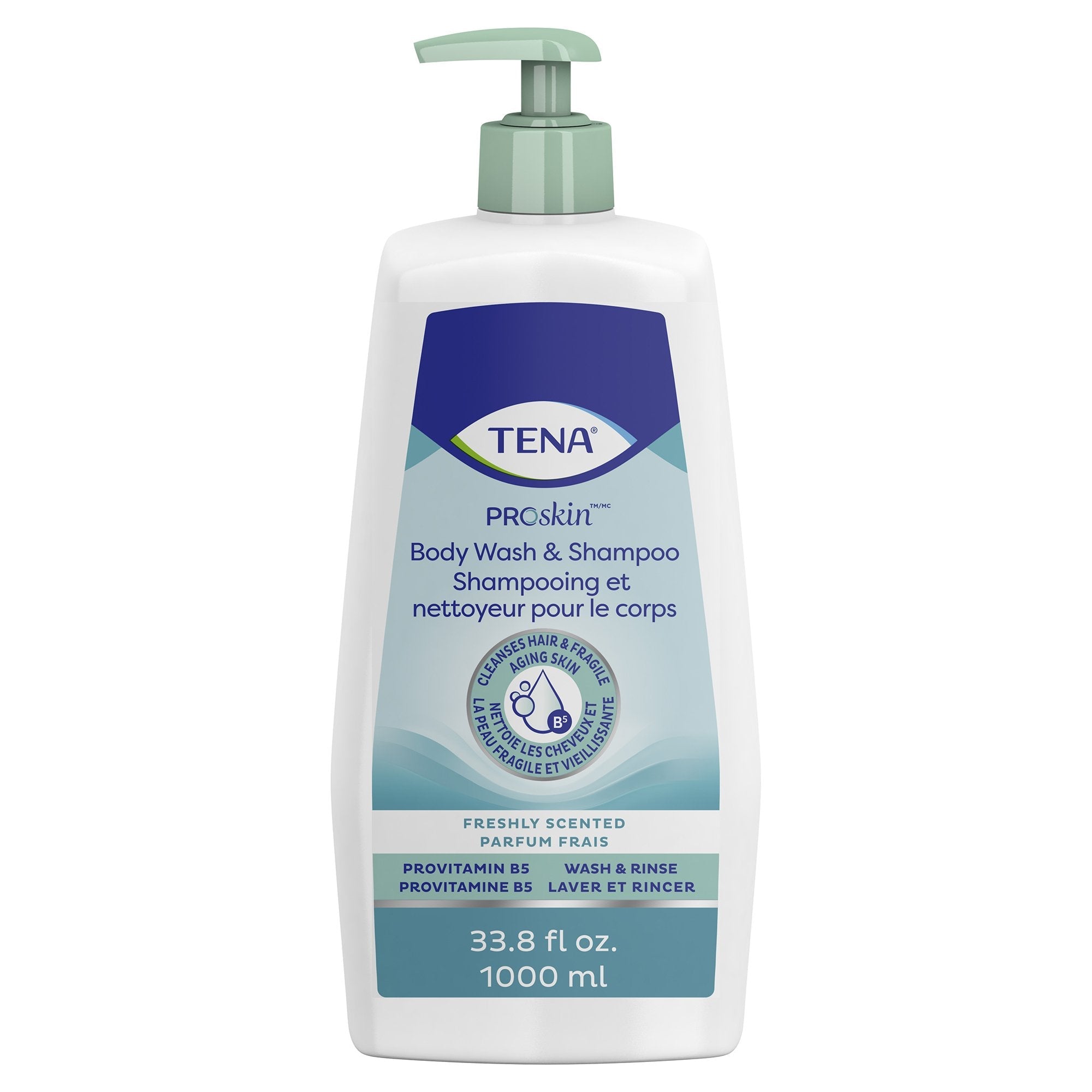 Essity HMS North America Inc Tena Unscented Shampoo and Body Wash, Pump Bottle, 1,000 mL (8/CS) 