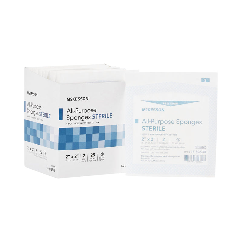 McKesson Sterile Nonwoven Sponge, 2 x 2 Inch, Four Ply (Case of 3000)