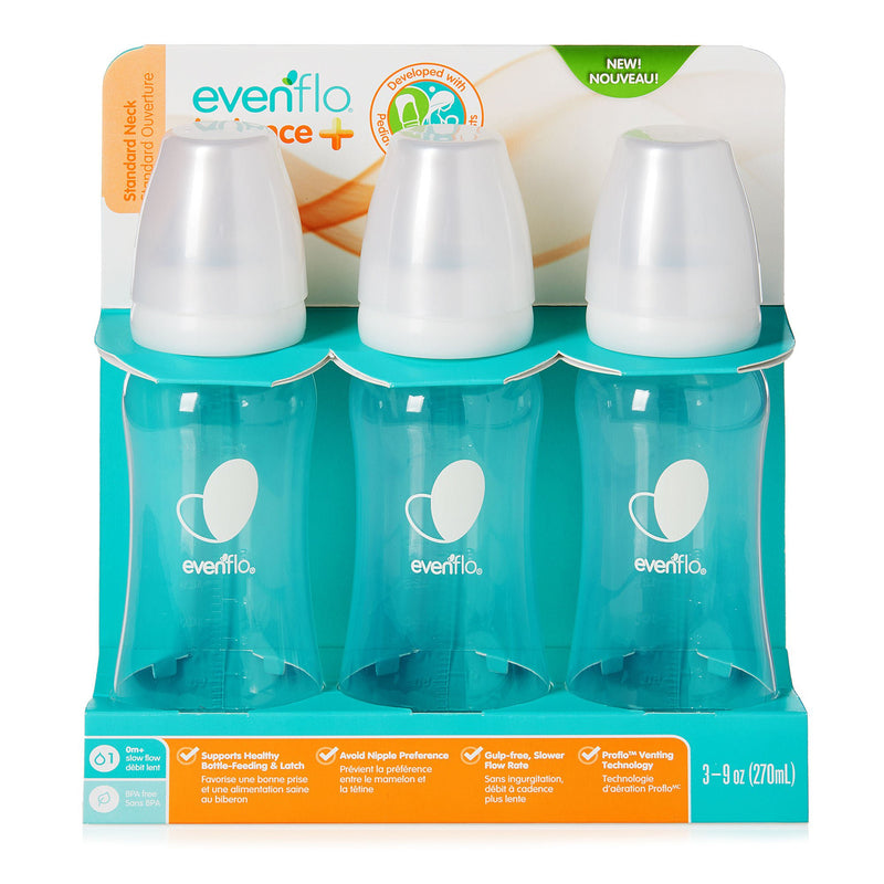 Evenflo Feeding Balance + Standard Neck Baby Bottle, 9 ounce (Case of 12 Packs)