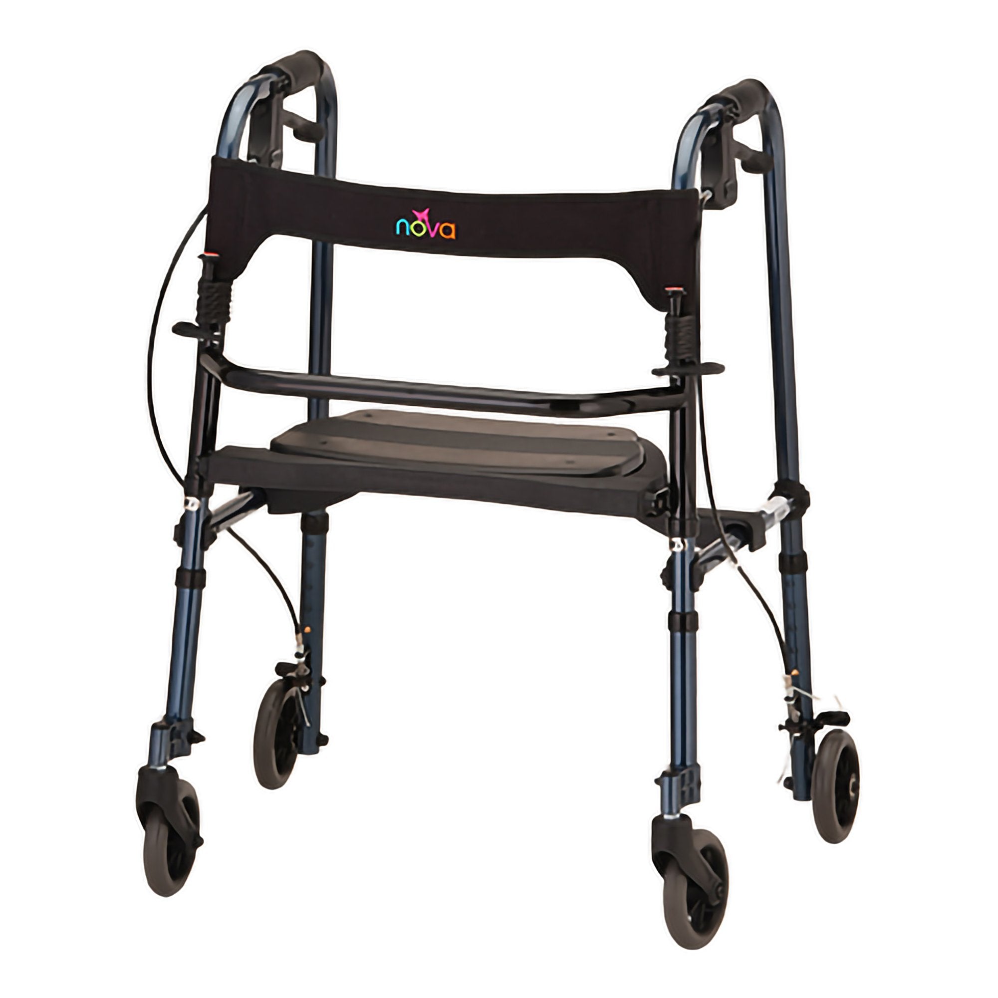 Nova Ortho-Med 4 Wheel Rollator Cruiser De-Light Blue Adjustable Height / Folding Aluminum Frame 