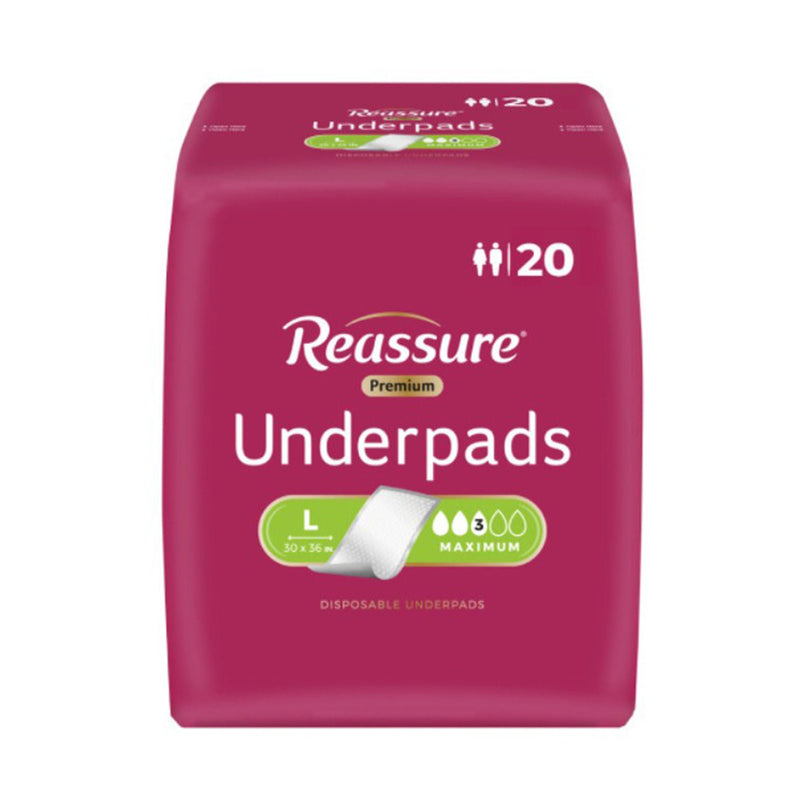 Reassure Premium Disposable Underpad, Heavy Absorbency, 30 x 36 Inch (20/BG)