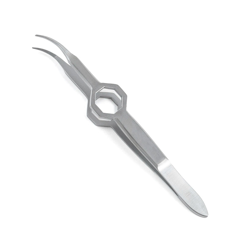 Sklar Foerster Iris Ophthalmic Dressing Forceps - 3-3/4", Curved, Serrated - 66-6037