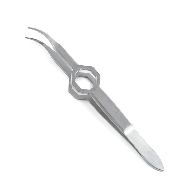 Sklar Foerster Iris Ophthalmic Dressing Forceps - 3-3/4", Curved, Serrated - 66-6037 
