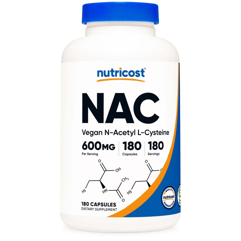 Dietary Supplement nutricost Acetyl L-Cysteine NAC 600 mg Strength Capsule 180 Per Bottle (Case of 2160)