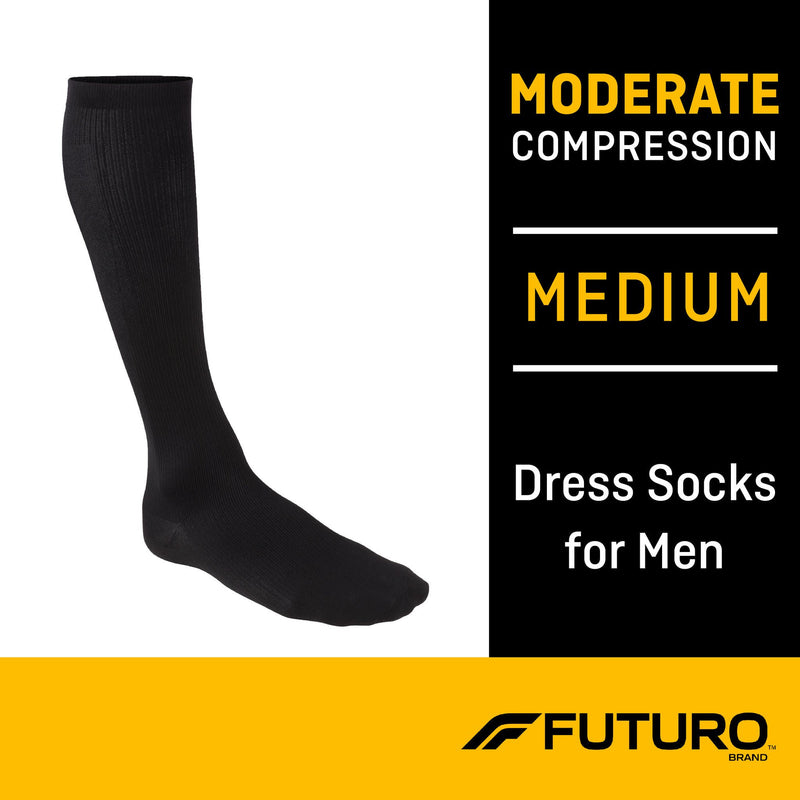 3M Futuro Lifestyle Compression Firm Dress Socks for Men, Black, Medium (Pair)