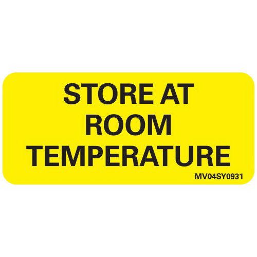 Pre-Printed Label MedVision Auxiliary Label Yellow Paper STORE AT ROOM TEMPERATURE Black Safety and Instructional 1 X 2-1/4 Inch (Roll of 420)