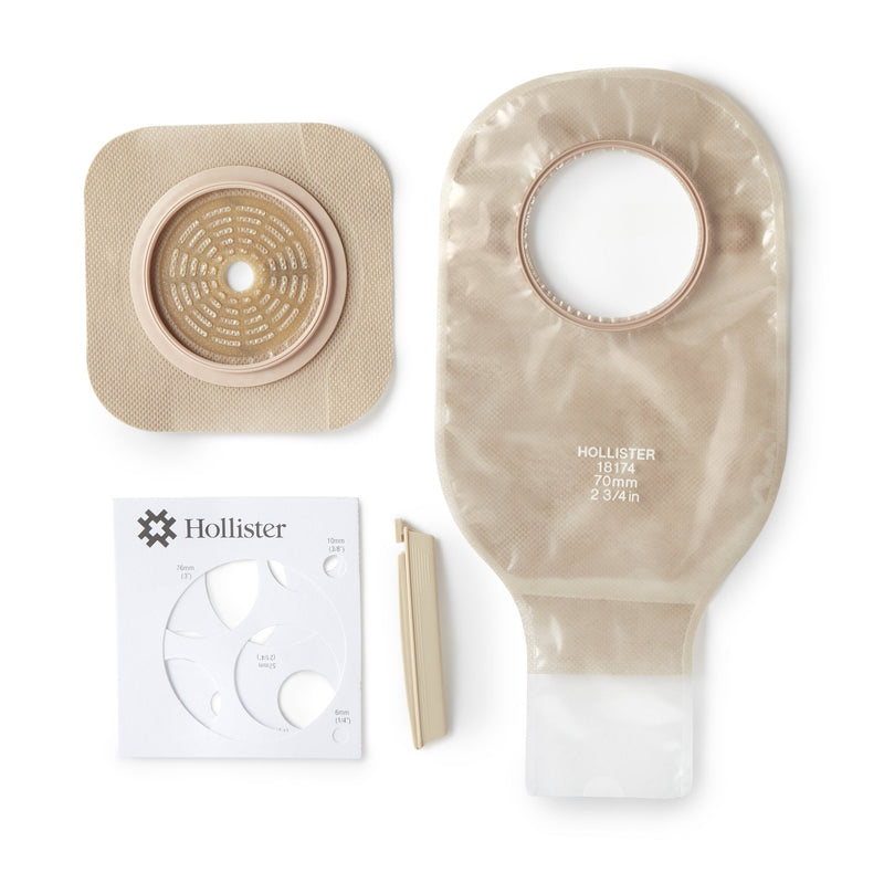 Hollister New Image 19104 2-Piece Clear Ileostomy/Colostomy Pouch, 70 mm Flange, Blue (5/BX) 
