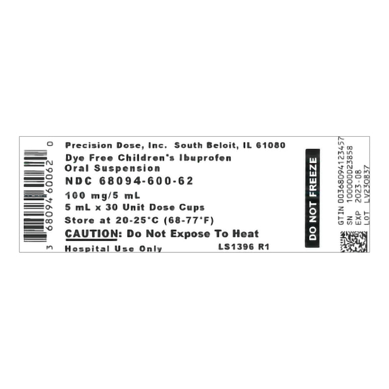 Precision Dose Inc PrecisionDose Children's Ibuprofen Oral Suspension, 5 mL cup (30/CS) 