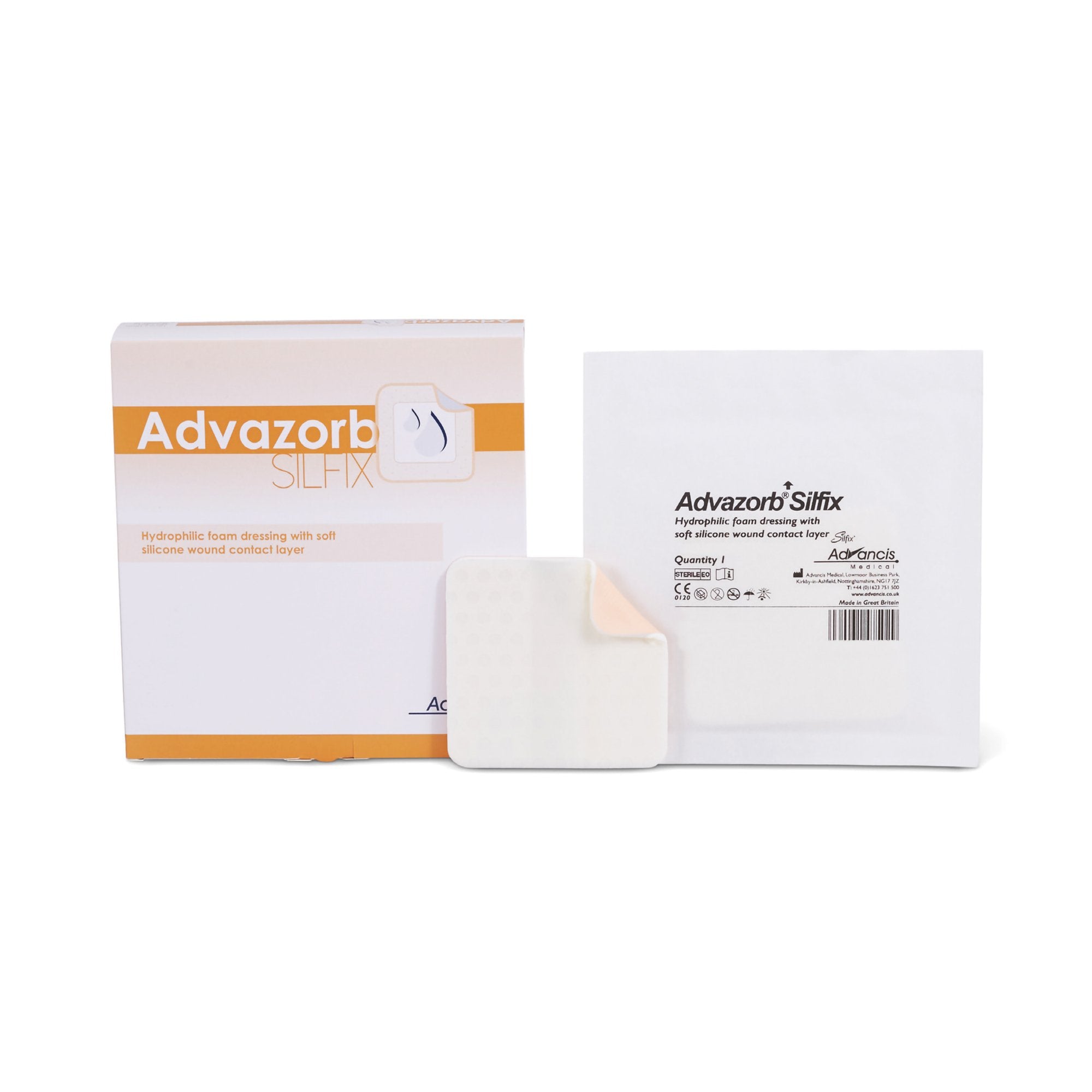 Mediusa Advazorb Silfix Nonadhesive without Border Silicone Foam Dressing, 4 x 4 Inch (10/BX) 